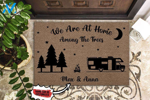 Custom Doormat Camping We Are At Home Among The Trees | Welcome Mat | House Warming Gift