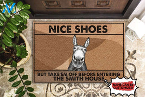 Custom Doormat Donkey Nice Shoes | Welcome Mat | House Warming Gift