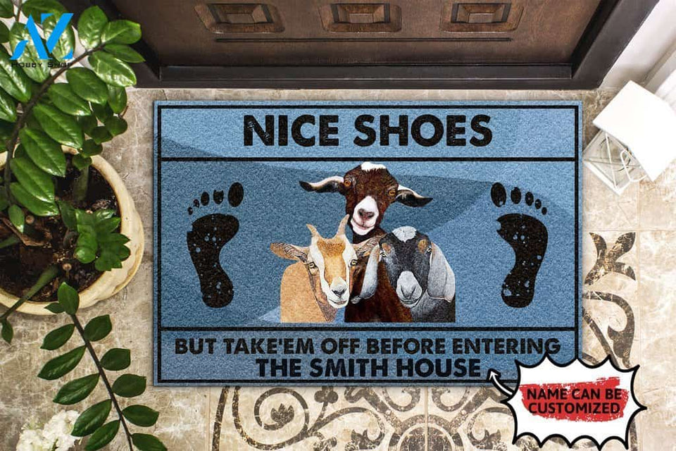 Custom Doormat Goat Nice Shoes | Welcome Mat | House Warming Gift