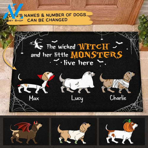 Personalized Dachshund & Name, Custom Doormat, The Wicked Witch And Her Little Monsters Live Here, Dachshund Lovers, M0402, LOQN