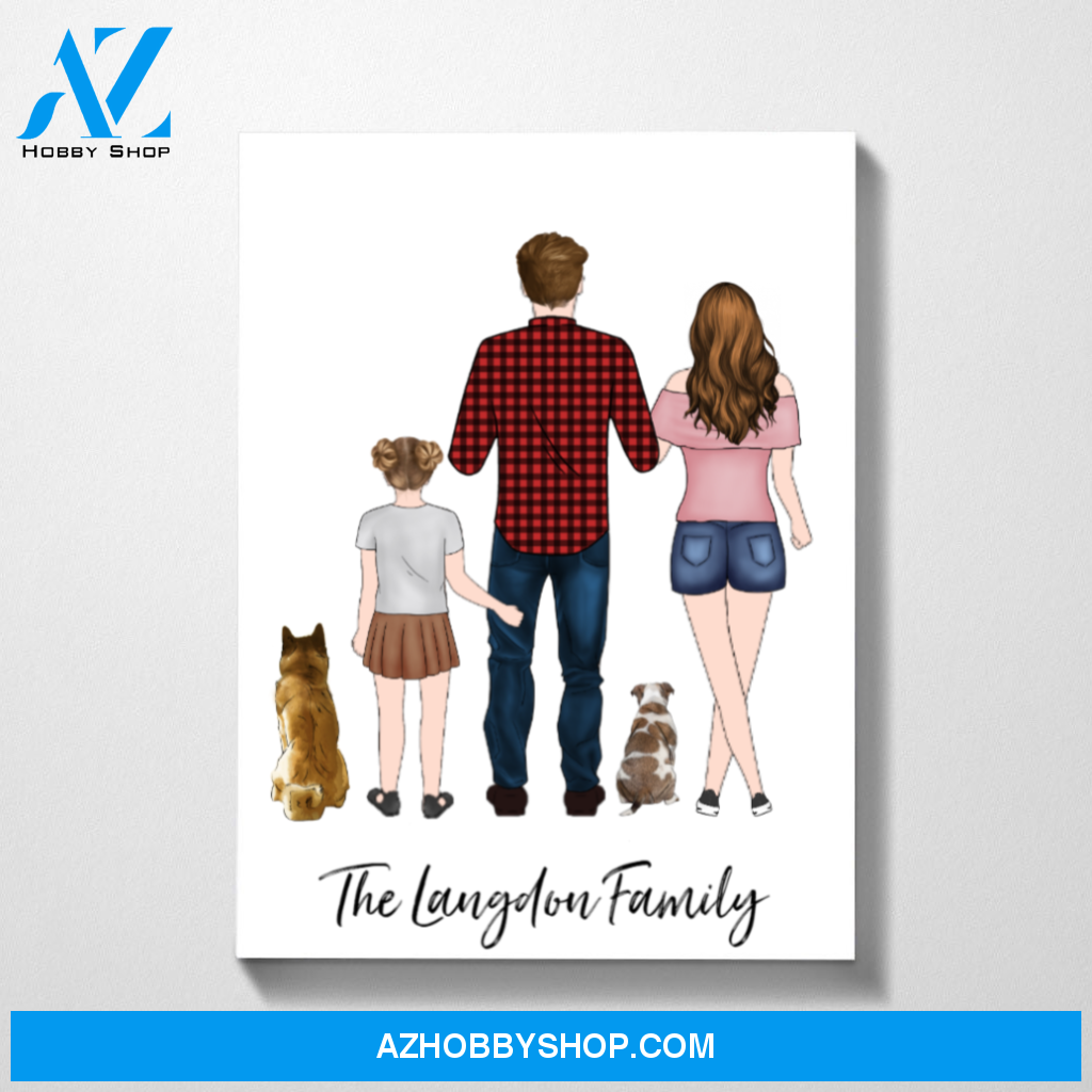 Custom Family and Dogs Personalized Premium Canvas Gifts for Family Members