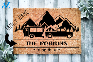 Custom Family Name Camping Doormat | Welcome Mat | House Warming Gift