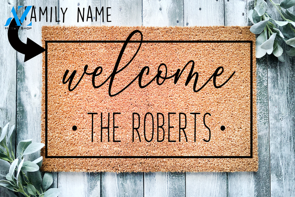 Custom Family Name Dots Welcome DoorMat | Welcome Mat | House Warming Gift