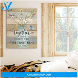 Custom Family Name Hummingbird and Breath Flower Canvas Wall Art