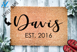 Custom Family Name & Year Basic Doormat | Welcome Mat | House Warming Gift