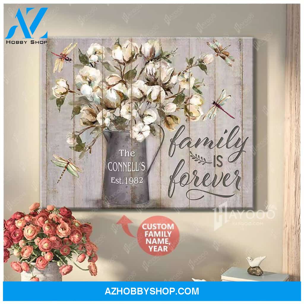 Custom Family Name & Year Canvas - Dragonfly - Family Is Forever