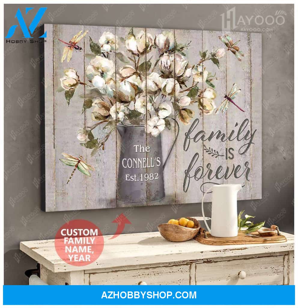 Custom Family Name & Year Canvas - Dragonfly - Family Is Forever