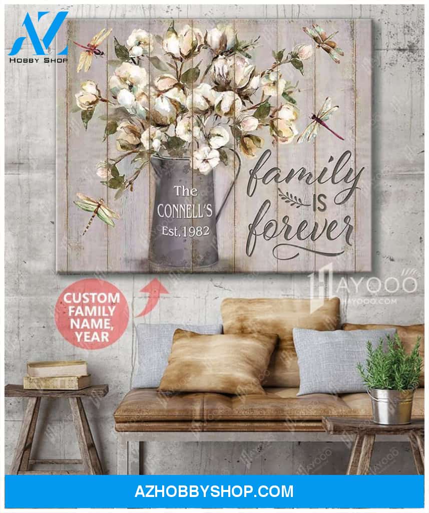 Custom Family Name & Year Canvas - Dragonfly - Family Is Forever