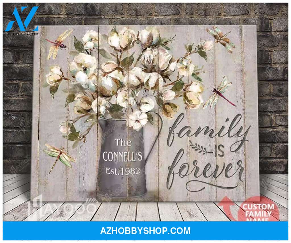 Custom Family Name & Year Canvas - Dragonfly - Family Is Forever