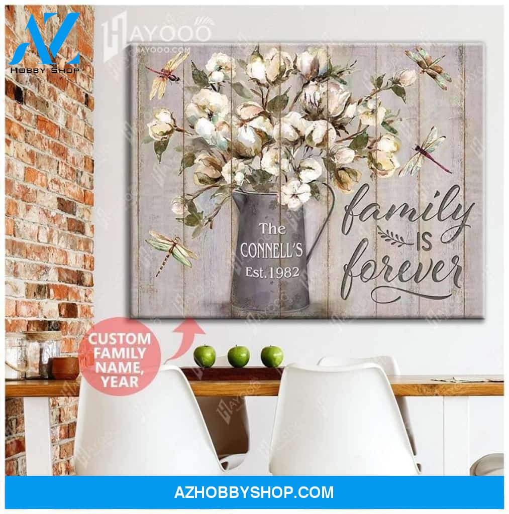 Custom Family Name & Year Canvas - Dragonfly - Family Is Forever