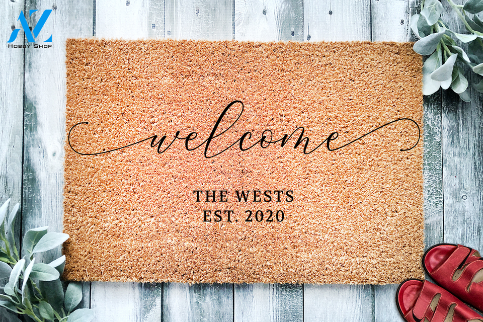 Custom Family Name & Year Welcome Doormat | Welcome Mat | House Warming Gift