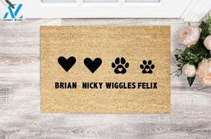 Custom Family & Pet Name Cat Dog Welcome Mat, Custom Names Doormat, Welcome Mat, Housewarming Gift, Funny Gift, New Home, Closing Gift