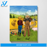 Custom Farming Couple Standing Personalized Premium Canvas Gift for Farmers