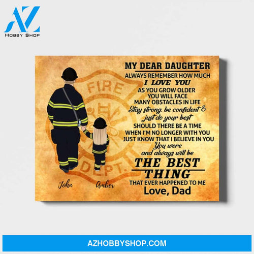 Custom Father and Daughter Landscape Canvas Personalized Gift for Firefighter
