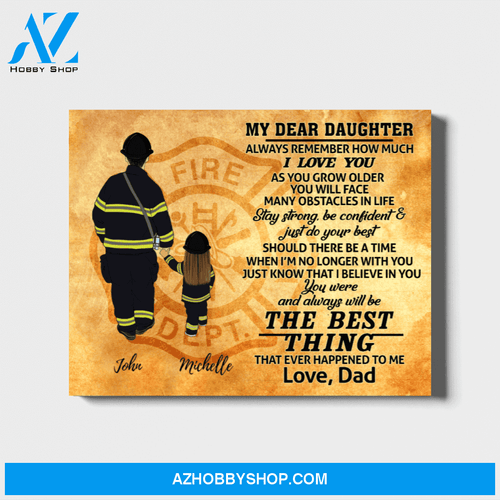 Custom Father Daughter Landscape Canvas Personalized Gift for Firefighter
