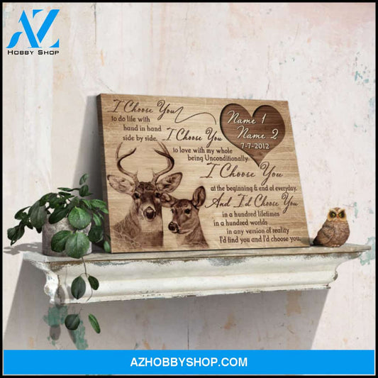 Custom Gift For Wedding Anniversary I Choose You Beautiful Buck and Doe Wall Art Decor