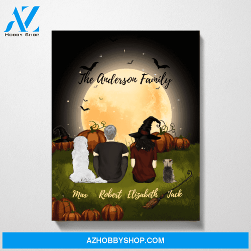 Custom Halloween Couple Dogs Lovers Premium Canvas Personalized Gift for Halloween