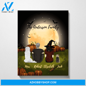 Custom Halloween Couple Dogs Lovers Premium Canvas Personalized Gift for Halloween