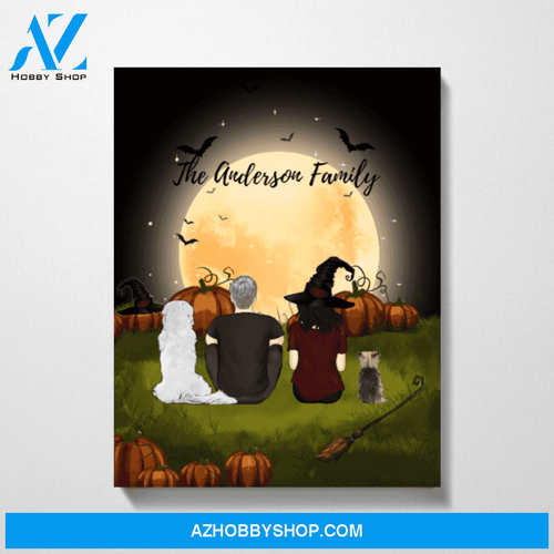 Custom Halloween Family Dogs Lovers Premium Canvas Personalized Gift