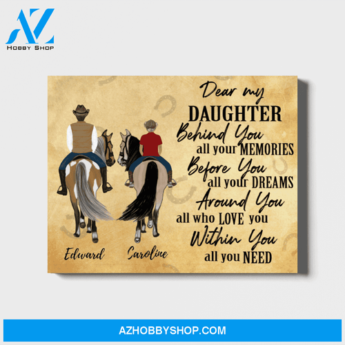 Custom Horse Riding Parent and Daughter Landscape Canvas Personalized Gift for Daughter