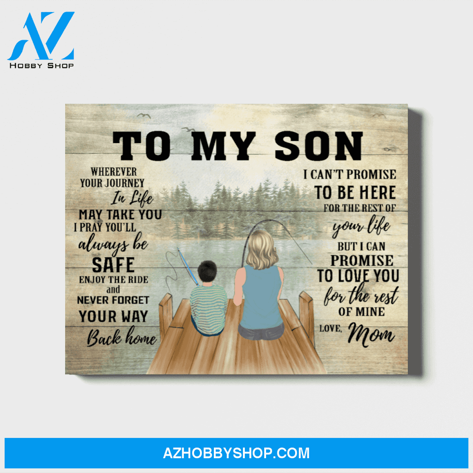 Custom Landscape Canvas, To My Son, Personalized Gift for Son, Fishing Lovers