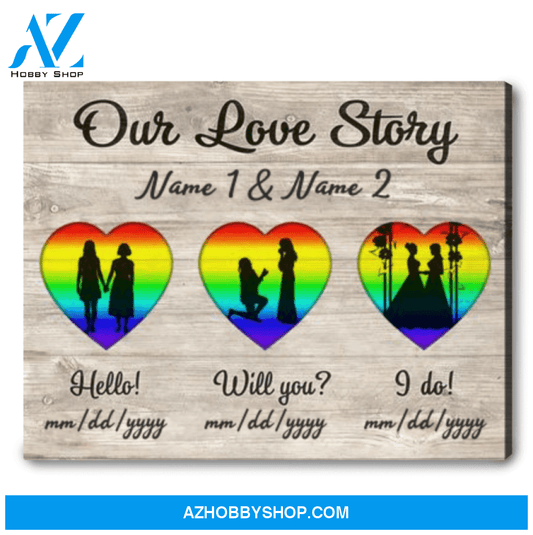Custom Lesbian Couple Canvas Gift For Pride Month