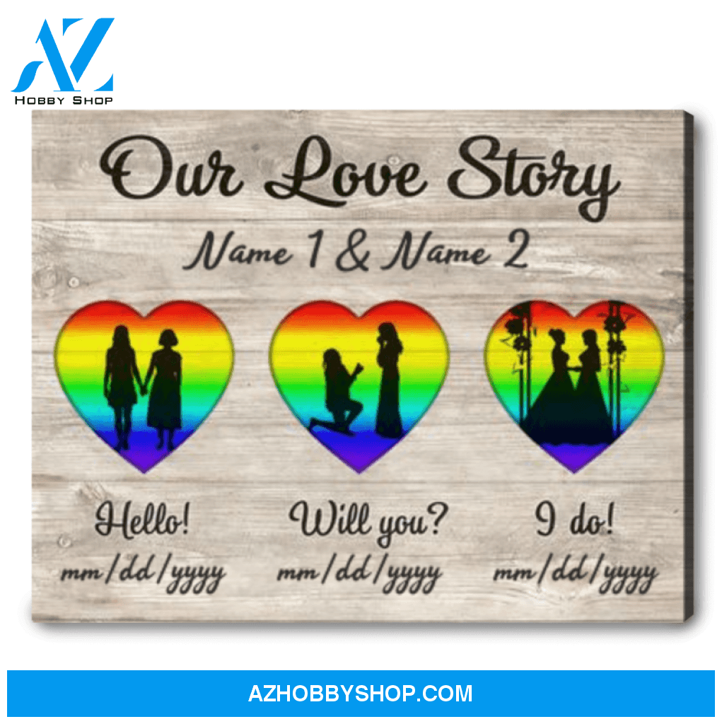 Custom Lesbian Couple Canvas Gift For Pride Month