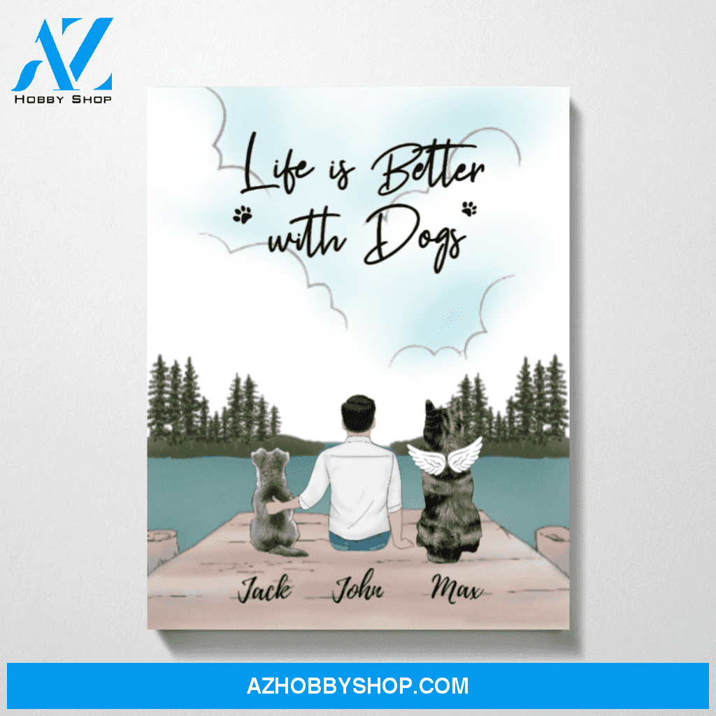 Custom Man and Dogs Premium Canvas Personalized Gift for Dog Lovers