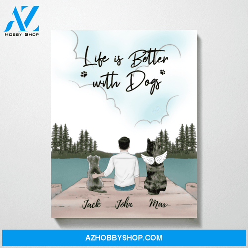 Custom Man and Dogs Premium Canvas Personalized Gift for Dog Lovers