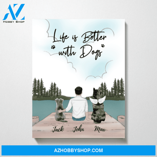 Custom Man and Dogs Premium Canvas Personalized Gift for Dog Lovers