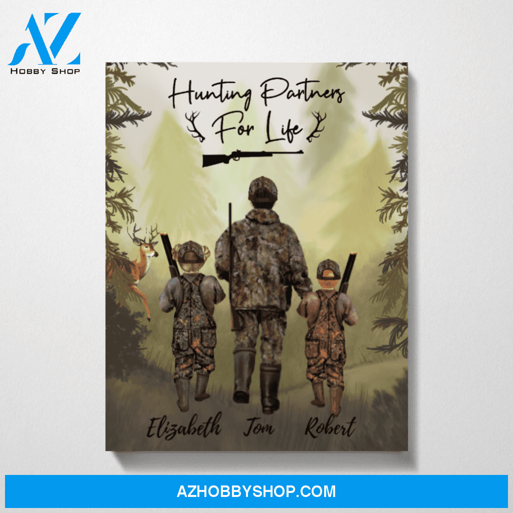 Custom Man and Two Kids Hunting Canvas