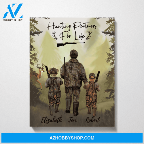 Custom Man and Two Kids Hunting Canvas