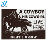 Custom Name A Cowboy And His Cowgirl Live Here H012923 Doormat | Welcome Mat | House Warming Gift