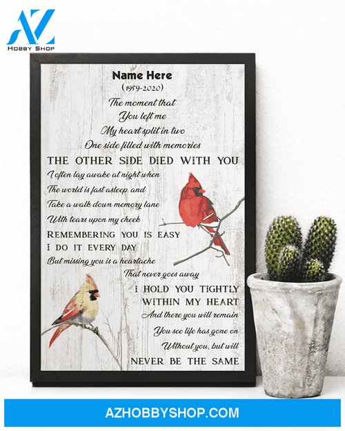 Custom Name And Date Memorial Canvas | The Moment That You Left Me Canvas | Cardinal Bird Canvas Wall Art, Wall Decor Visual Art