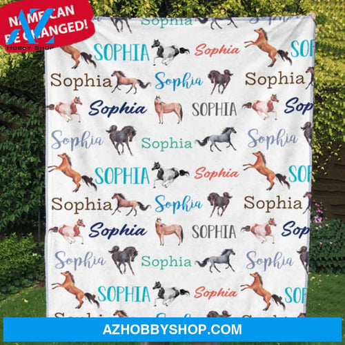 Custom Name Beautiful Horses World Personalized Blanket Horses Lovers