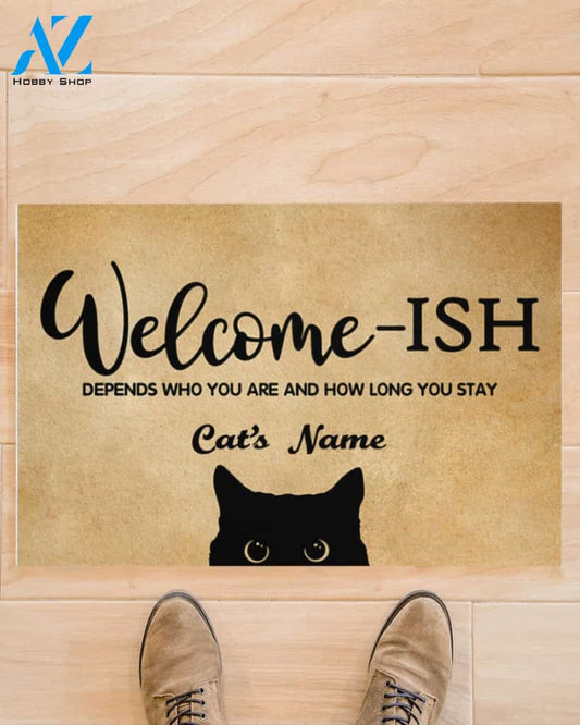 Custom Name Cat DoormatWelcome-ISHFunny Cats Doormat