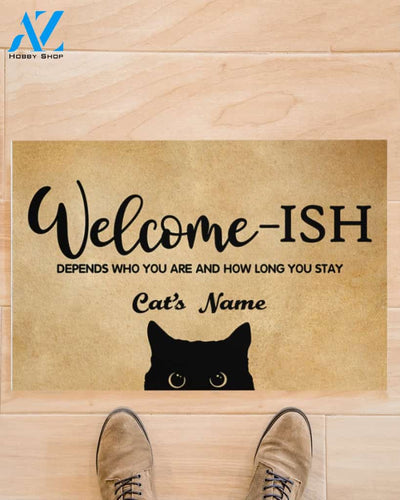 Custom Name Cat DoormatWelcome-ISHFunny Cats Doormat