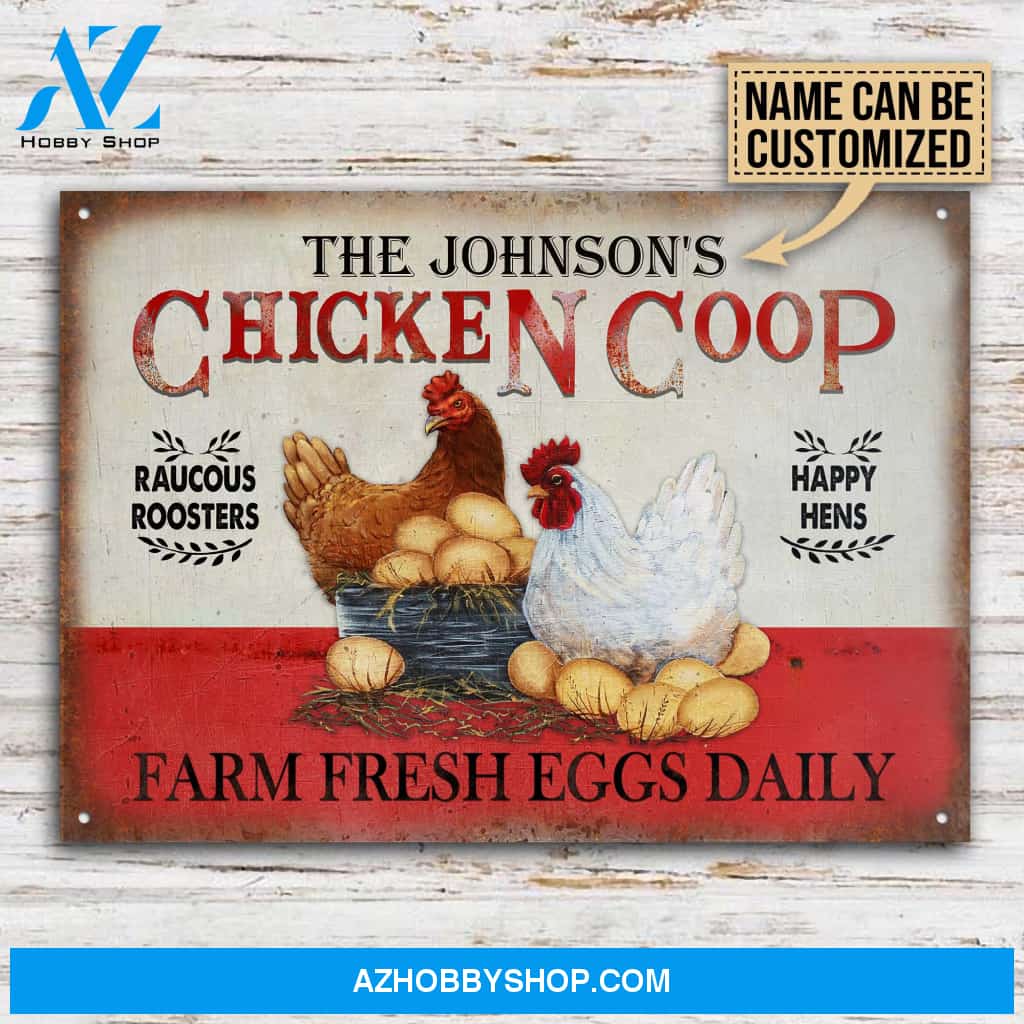 Custom name Chicken Happy Hens Fresh Eggs Daily Canvas Wall Art, Wall Decor Visual Art