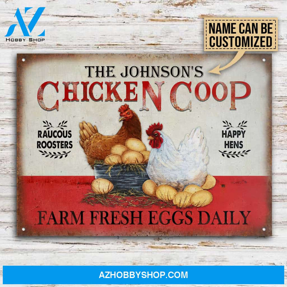 Custom name Chicken Happy Hens Fresh Eggs Daily Canvas Wall Art, Wall Decor Visual Art