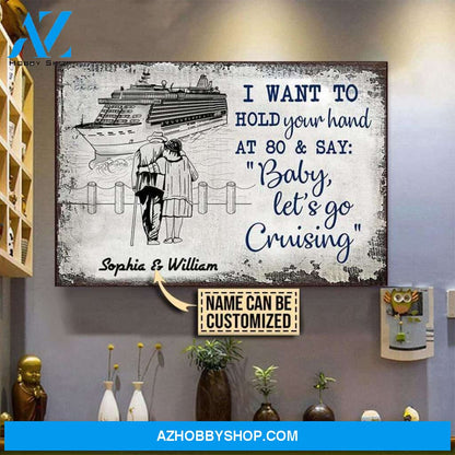 Custom name Cruising Sketch Baby Let's Go Cruising Canvas Wall Art, Wall Decor Visual Art