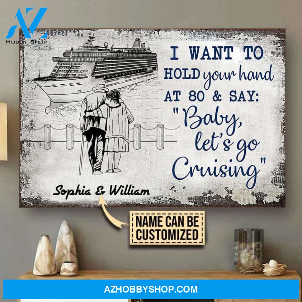 Custom name Cruising Sketch Baby Let's Go Cruising Canvas Wall Art, Wall Decor Visual Art