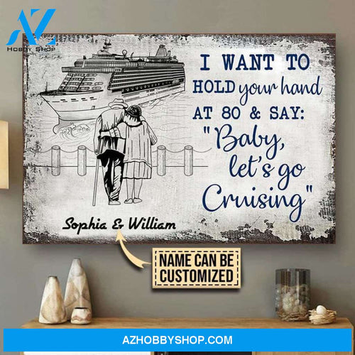 Custom name Cruising Sketch Baby Let's Go Cruising Canvas Wall Art, Wall Decor Visual Art
