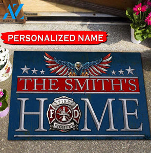Custom Name Firefighter Home Door Mart | Welcome Mat | House Warming Gift