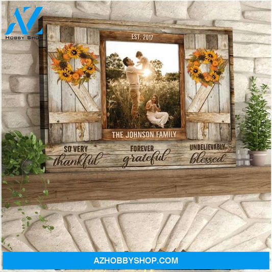 Custom Name Personalized Canvas Thankful Grateful Blessed Custom Family Portrait From Photo Home
