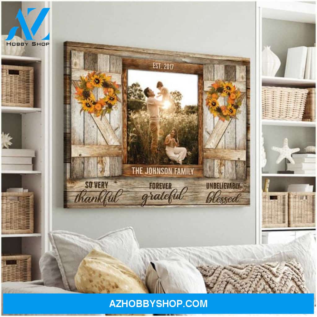Custom Name Personalized Canvas Thankful Grateful Blessed Custom Family Portrait From Photo Home