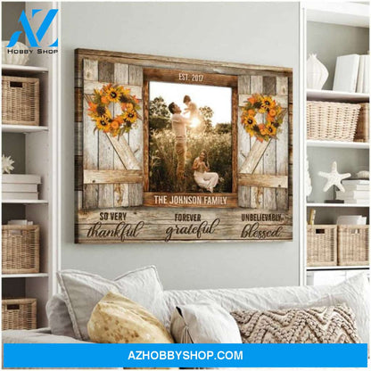 Custom Name Personalized Canvas Thankful Grateful Blessed Custom Family Portrait From Photo Home