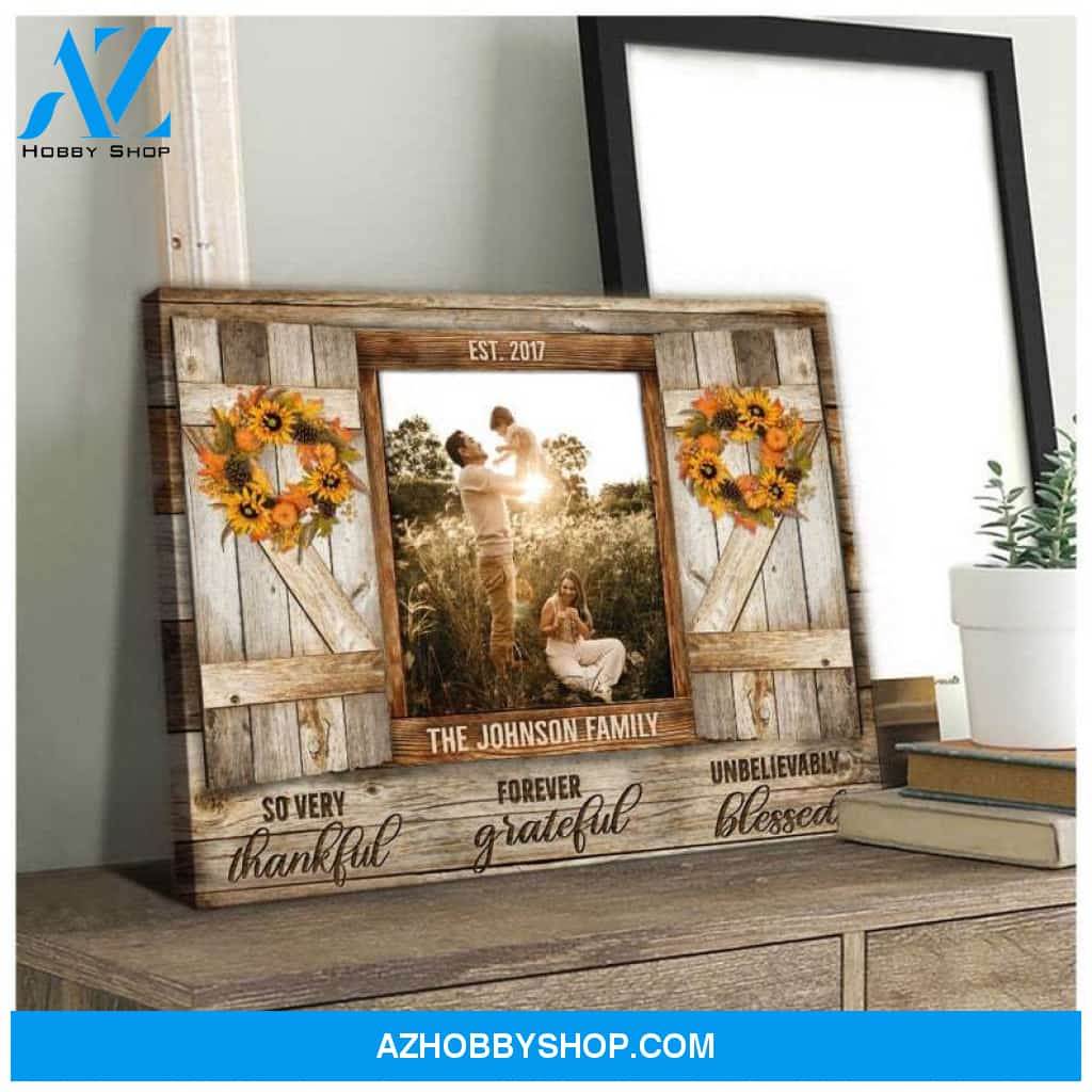 Custom Name Personalized Canvas Thankful Grateful Blessed Custom Family Portrait From Photo Home