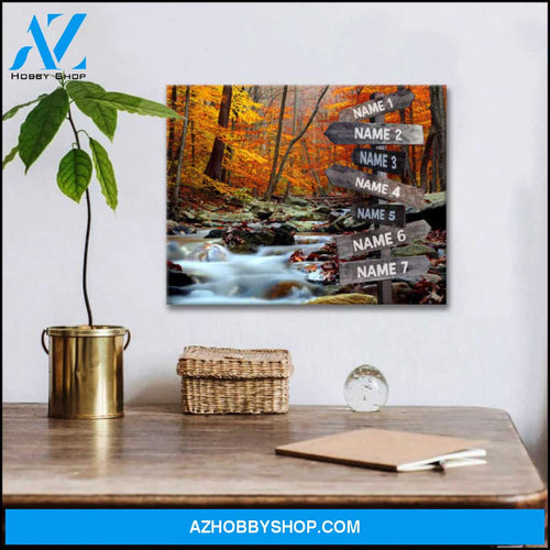 Custom Name Sign In The Autumn Forest Family Wall Decor Canvas