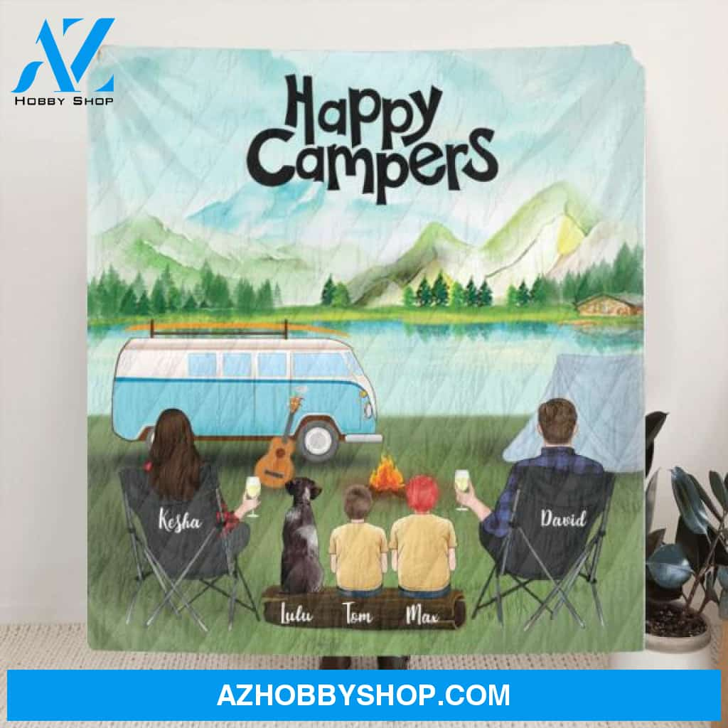 Custom Perosonalized Camping Blanket - Gift for whole family, camping lovers - Happy Camper - Q3VZTZ2