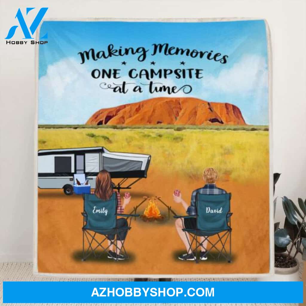 Custom Personalized Australian Camping Blanket - Parents with Up to 3 Kids and 3 Pets - Best Gift For Camping Lovers - Making Memories One Campsite At A Time